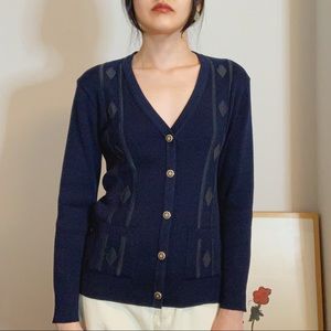 Vintage Christian Dior Sports Navy Wool Cardigan